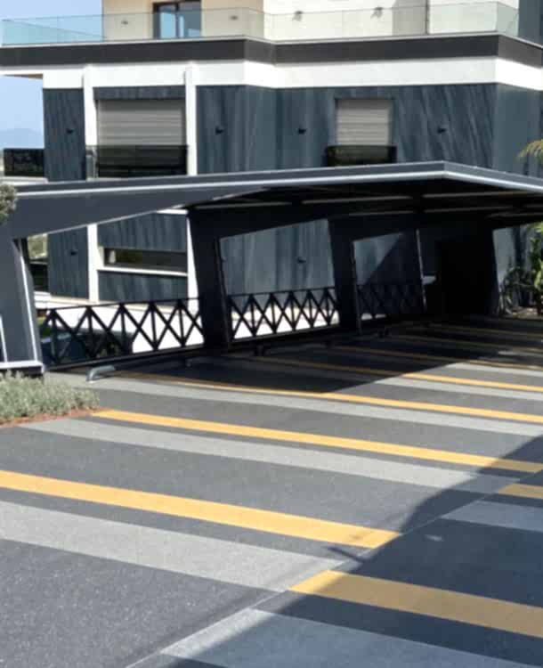 renkli kuvars taş halı zemin kaplama